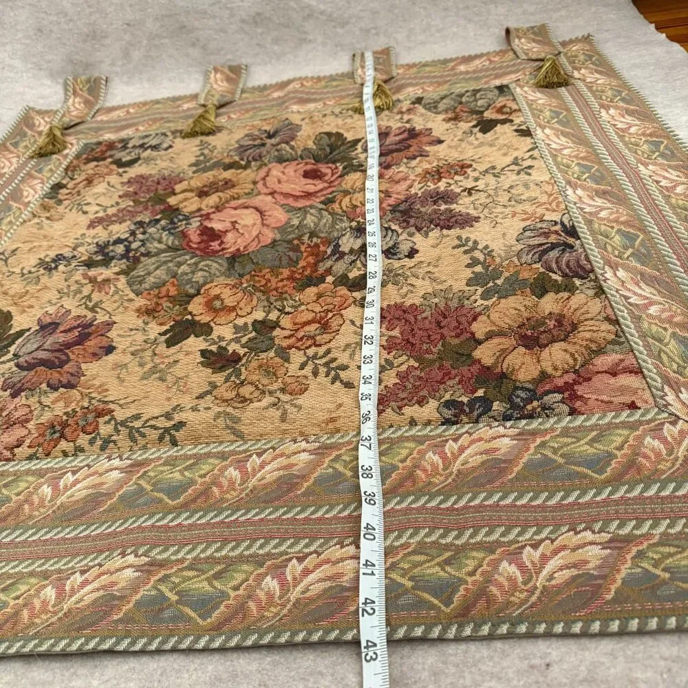 Vintage Renaissance Woven Arts Victorian Floral Tapestry Wall Hanging France